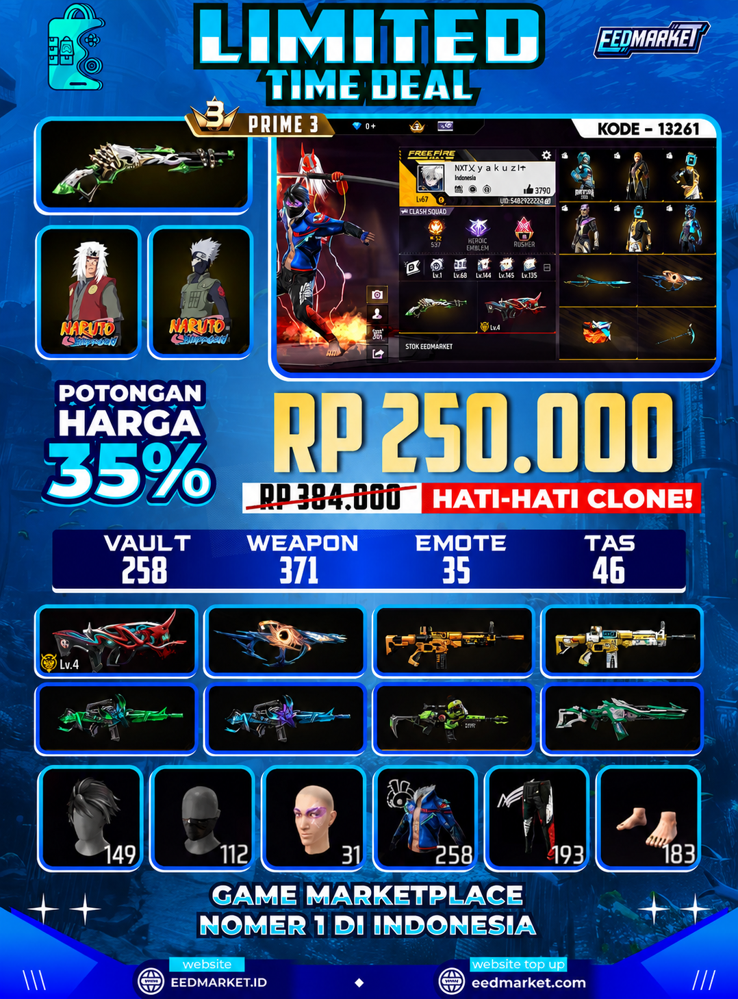 SG LUMUT, EVO FAMAS LVL 4 CELANA ANGEL MERAH BENDEL DINO CELANA PENDEK CREAM KAKI NYEKER VAULT 258 PRIME 3