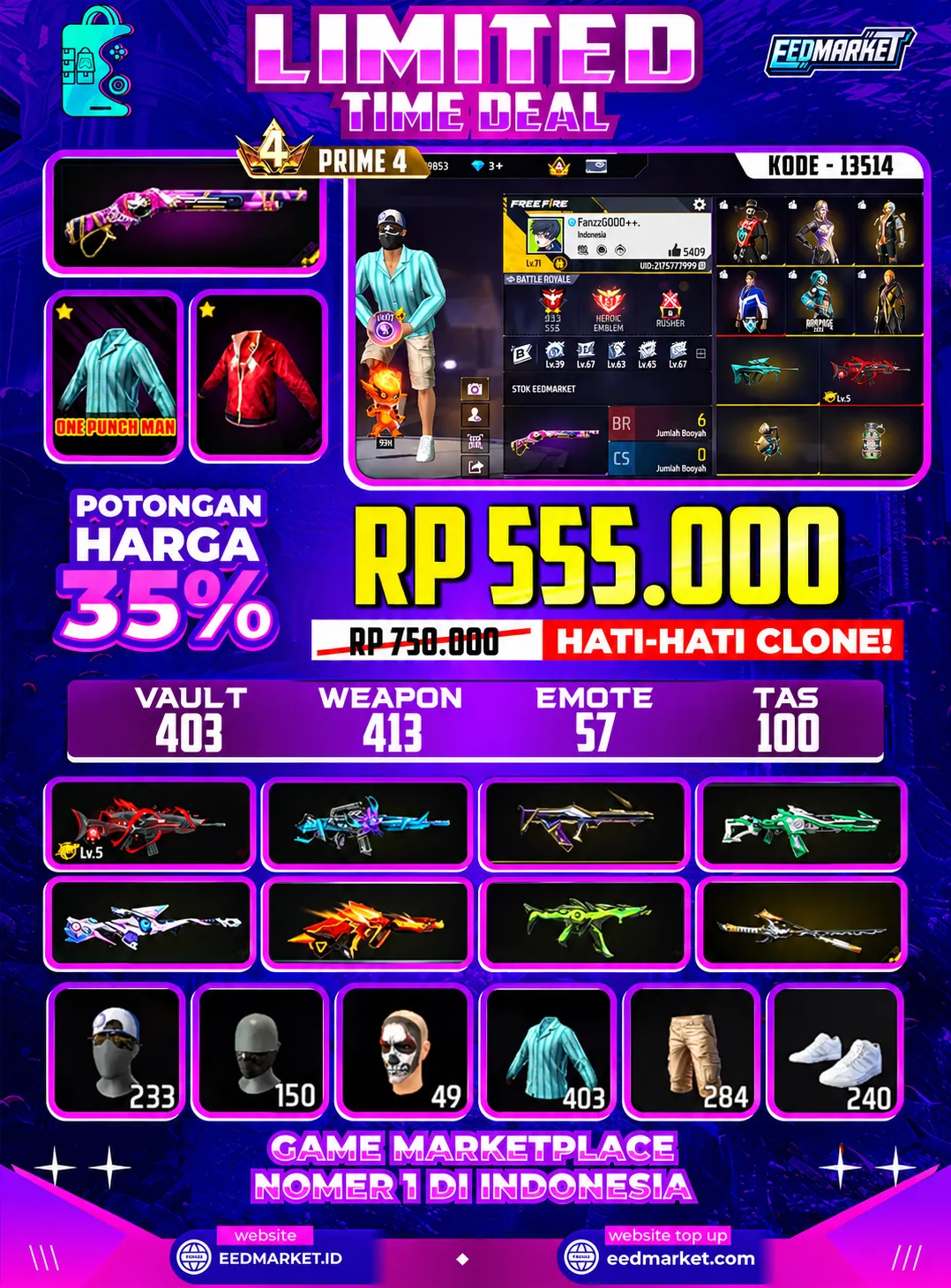 SG2 REPPER EVO SCAR LVL5 BAJU PIAMA TOPENG IDAMAN