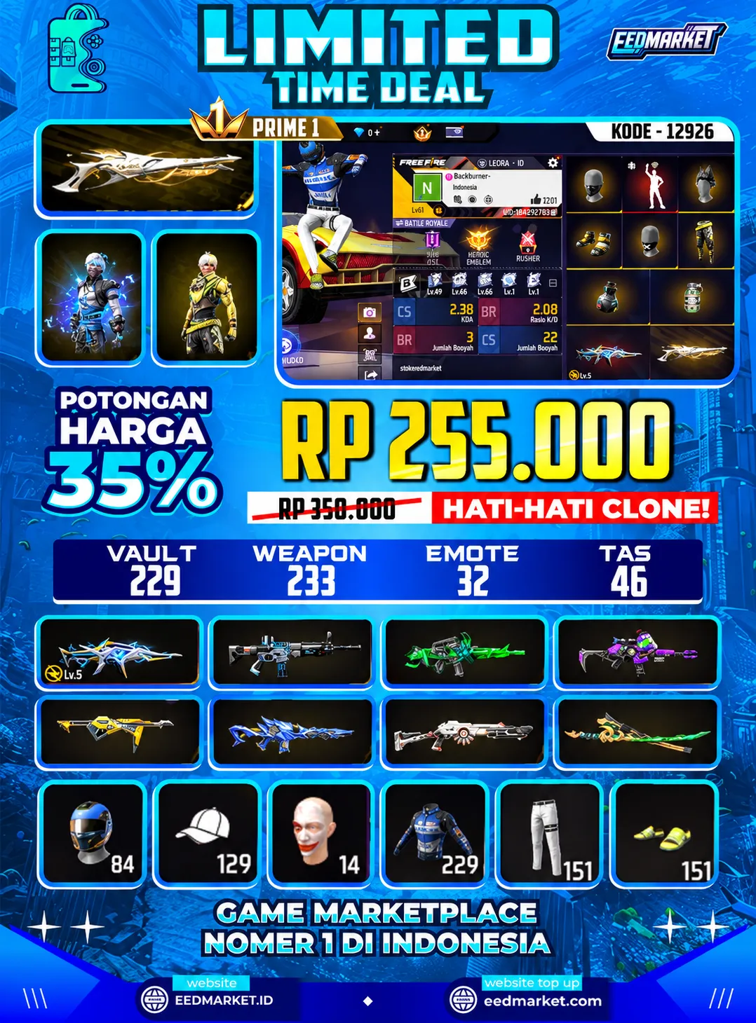 SG2 GURUN EVO XM8 LVL5  EMOT OLD BUNDLE ARTIC BLUE VAULD 229 PRIME 1