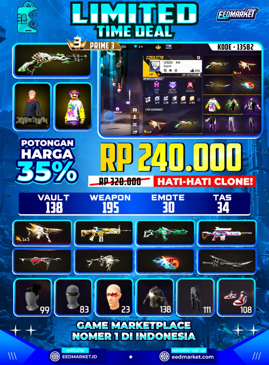 SG2 LUMUT EVO MP5 LVL5 ANGEL MERAH JORDAN ON