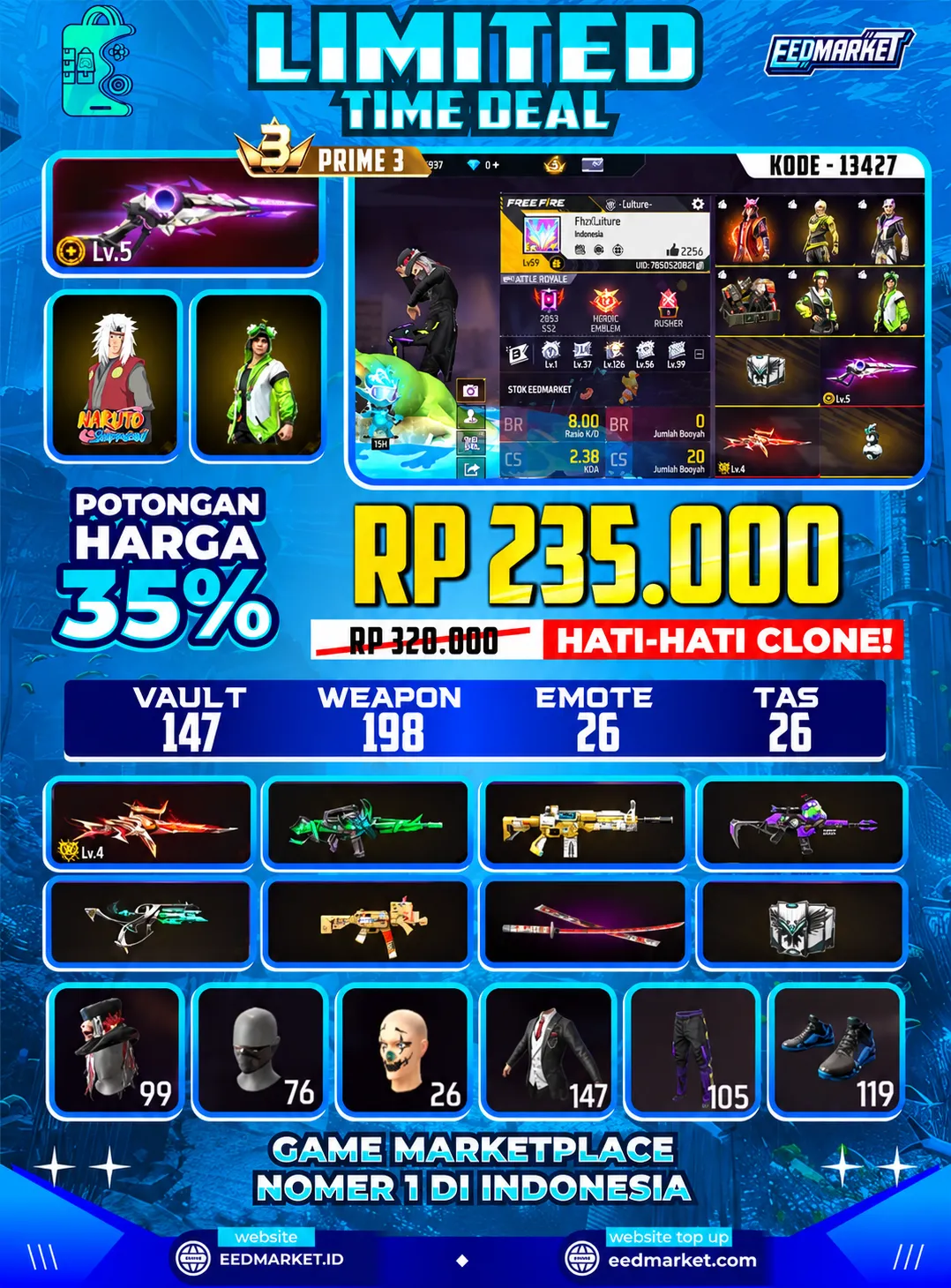 SG2 EVO LVL5 BUNDLE JIRAYA RAMBUT KAKASIH