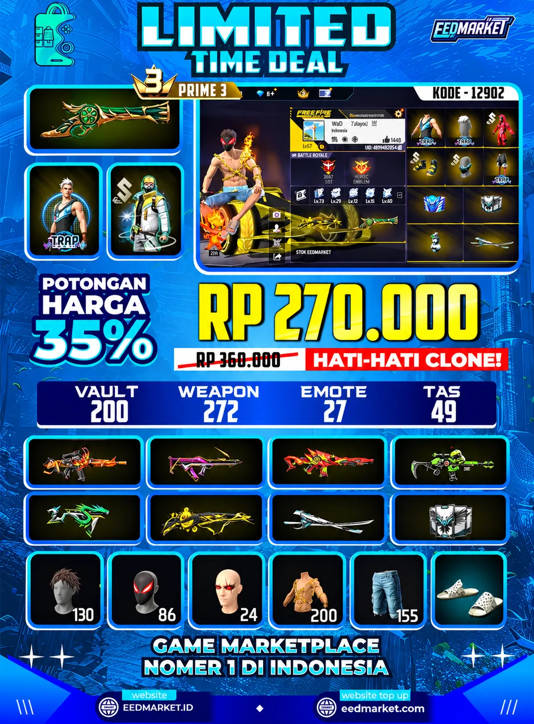 SG2 REPER + SOLARIS BURST, BUNDLE BANDIT, SET KECE KECE, VAULD 200, PRIME 3,