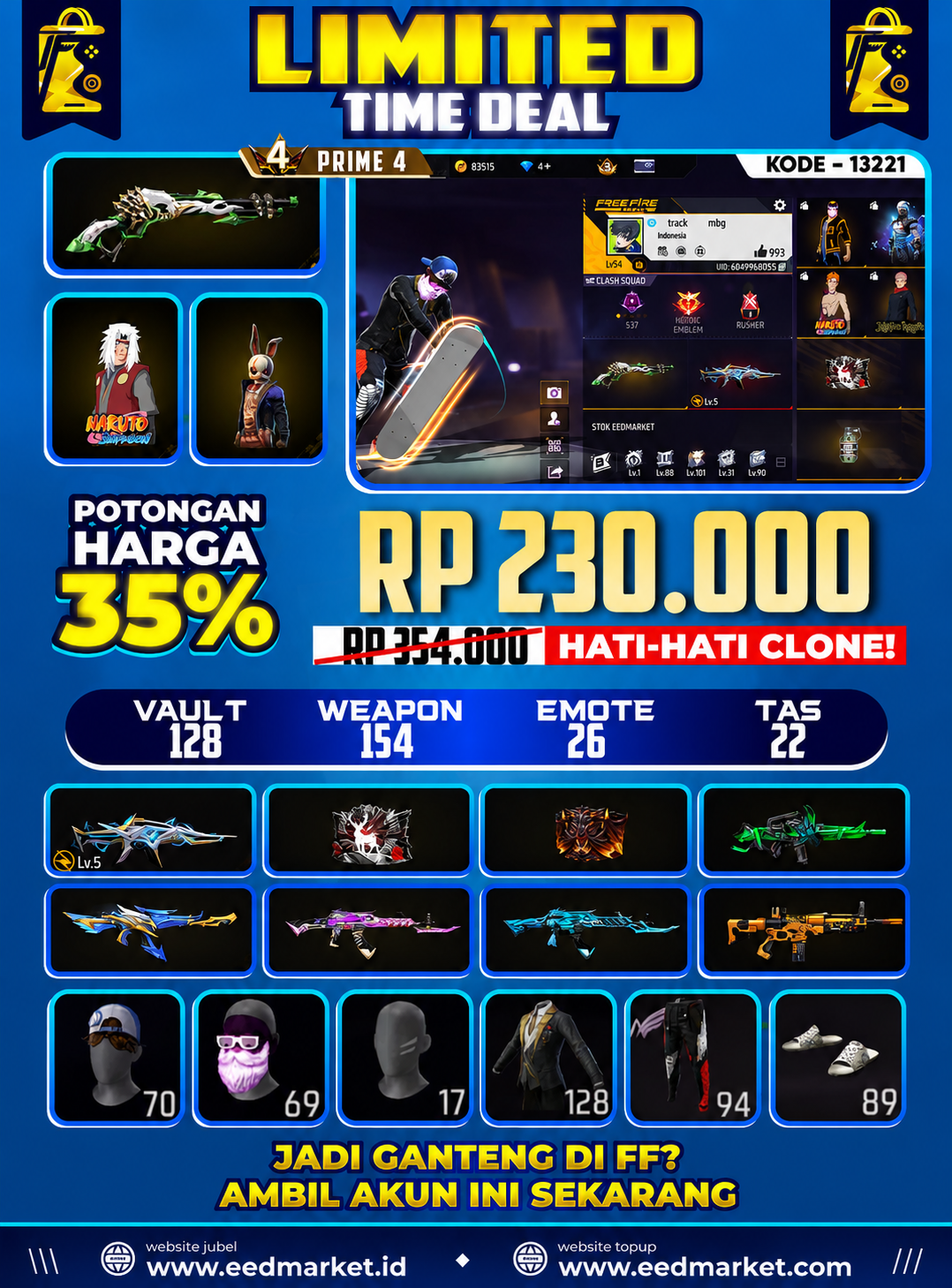 Sg  Lumut Evo Xm8 lvl 5 Vault 128 Prime 4