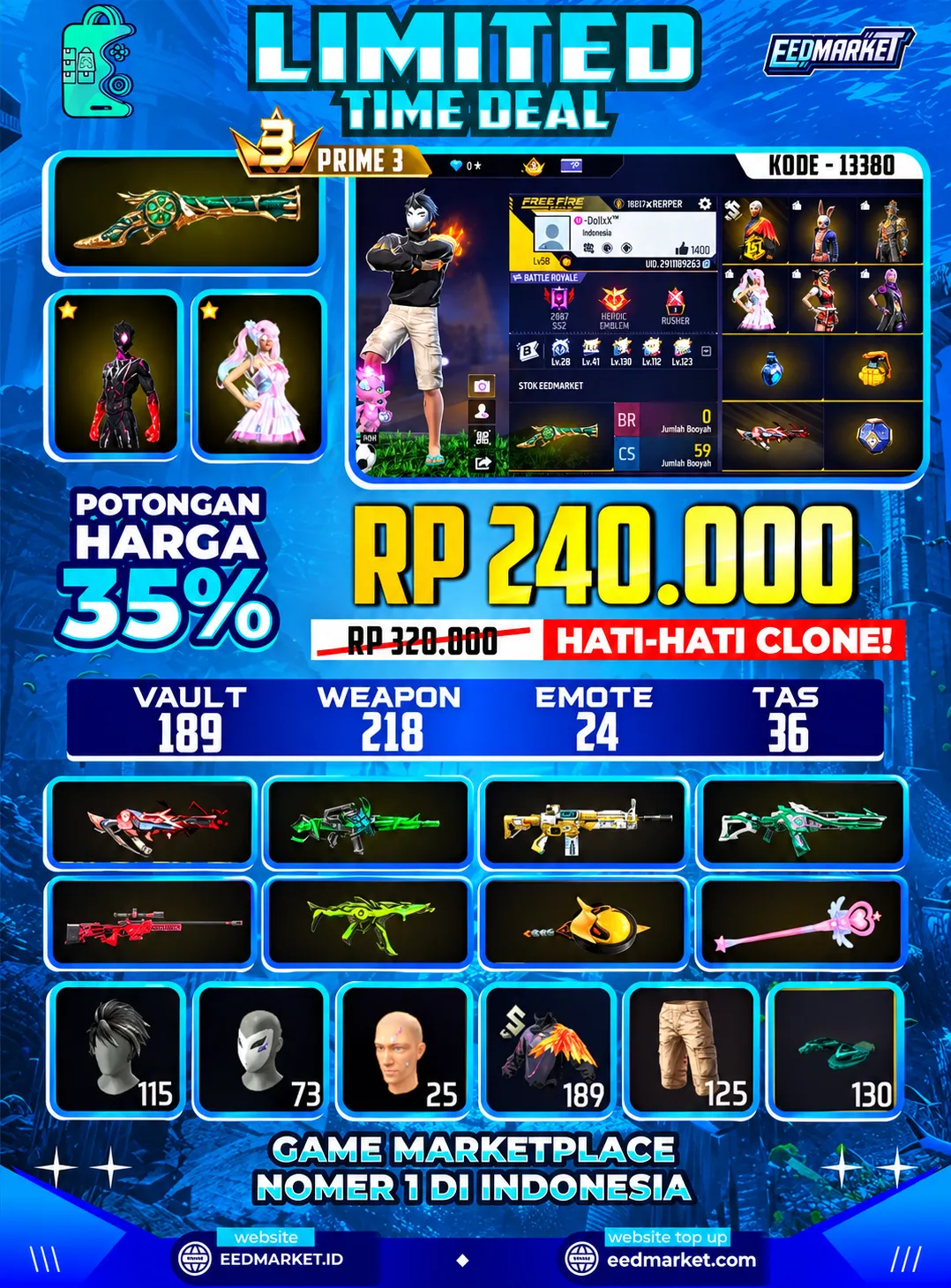 SG2 TROMPET BUNDLE SUPER VOID KAKASIH HITAM TAS KELINCI