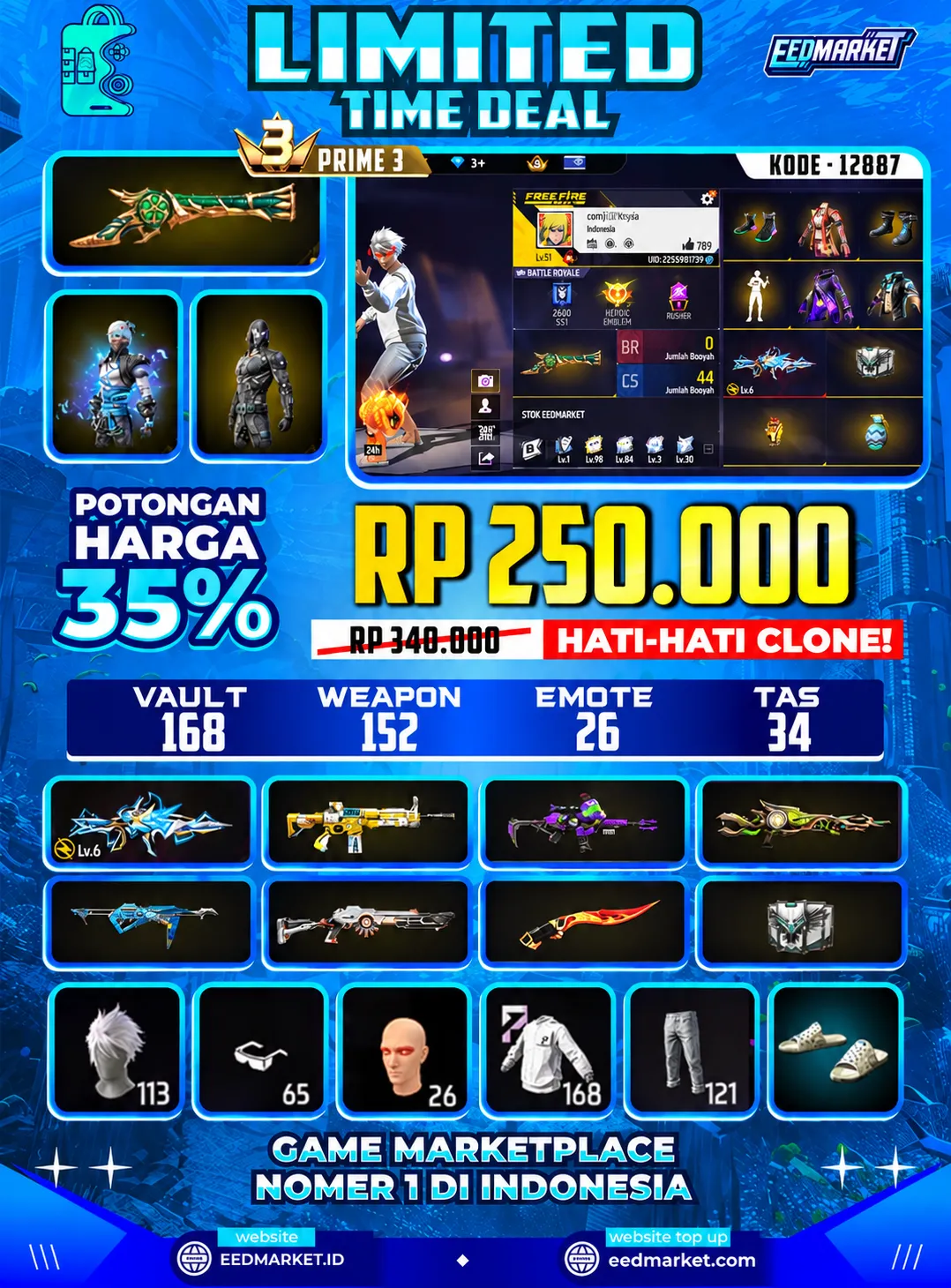 SG2 TROMPET, EVO XM8 LVL6, BUNDLE GANTENG SEMUA, VAULD 168, PRIME 3,