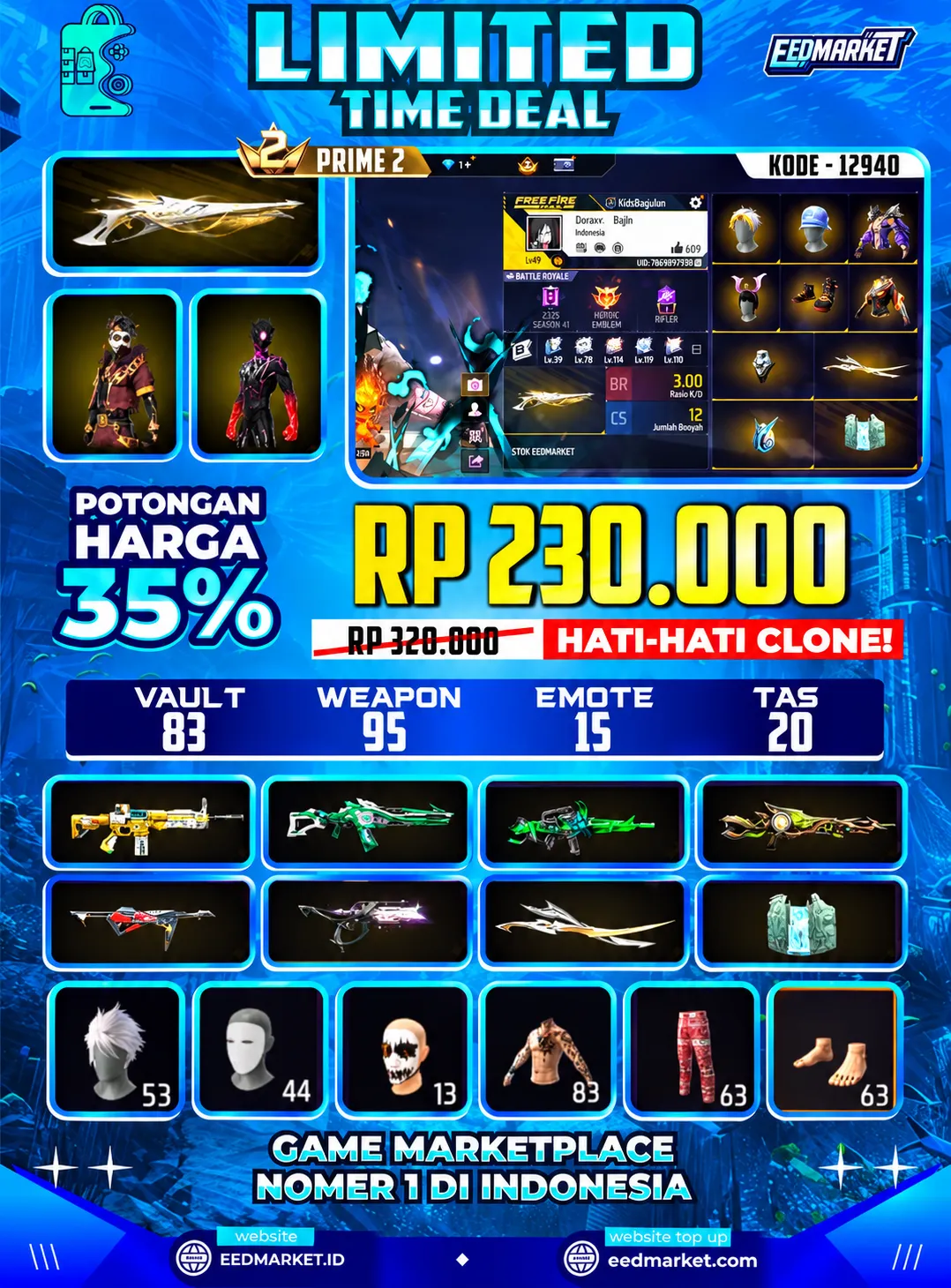 SG2 GURUN SUPER VOID MASKER JOKER RAMBUT KAKASIH