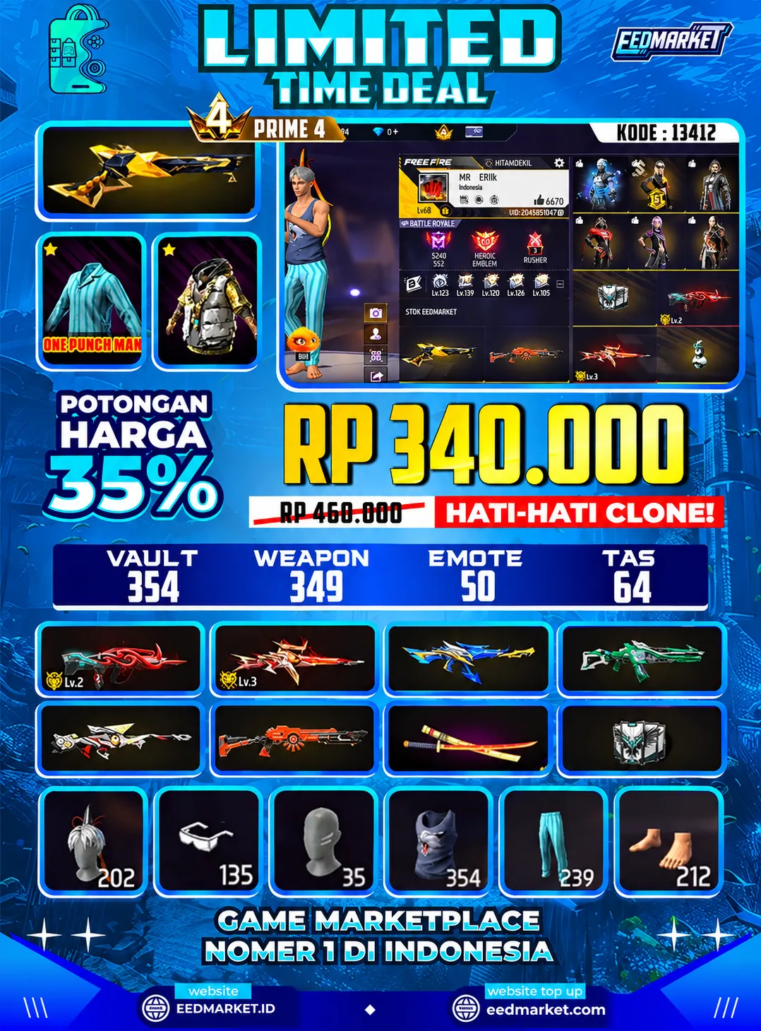 SG2 GOLDEN EVO FAMAS LVL2 WOODPAKER LVL3 BAJU MASTER OLD PIAMA ON