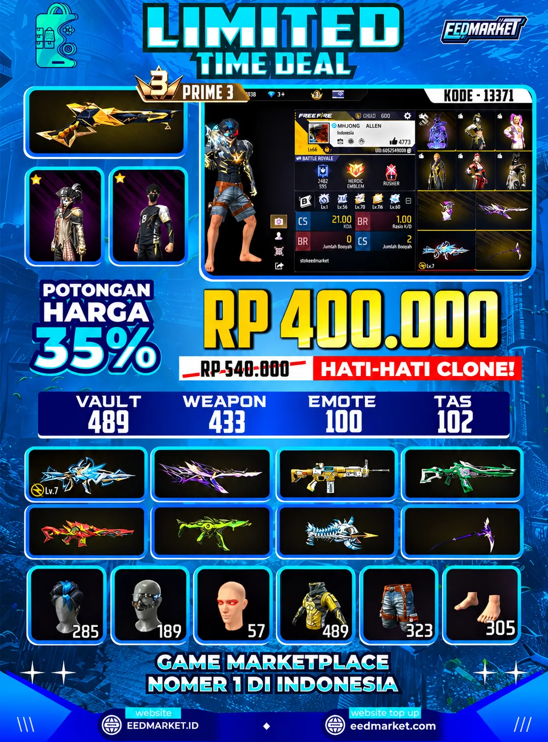 SG2 GOLDEN EVOGUND XM8 MAX CROSBOW SAITAMA TIDUR