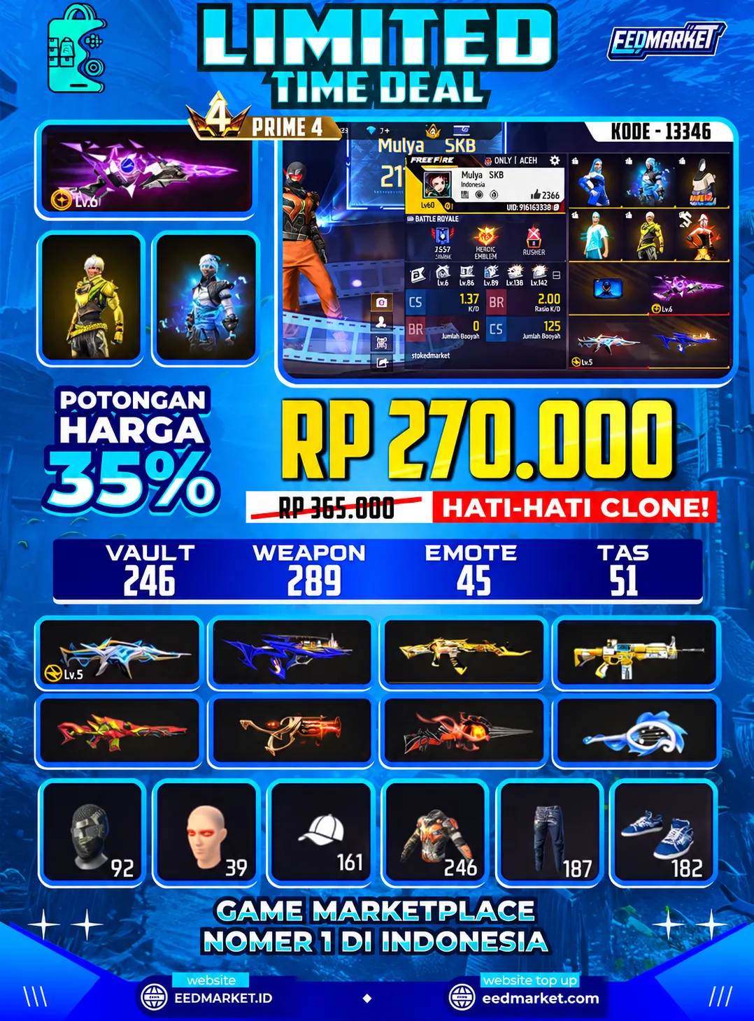 SG2 EVOGUND LVL6 EVO XM8 LVL5 BUNDLE BANDIT LELANG TAS NAGA
