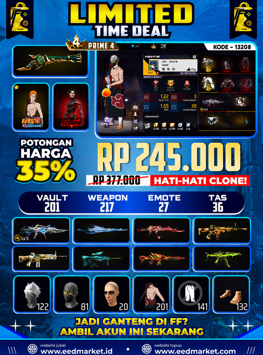 SG TEROMPET, EVO XM8 LVL 5 YINYANG INCU UTAMA CELANA ANGEL PUTIH KAKASIH ON KAKI NYEKER ON BANDEL SCORPIO VAULT 201 PRIME 4