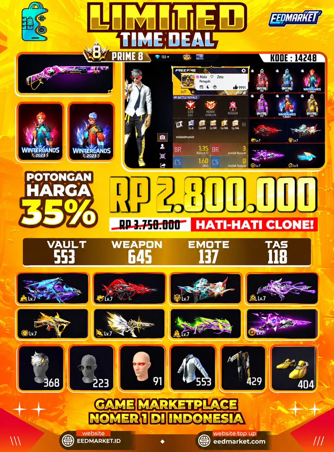 SG2 8 RASA REPER ON, EVOGUND 10 MAX 8, BUNDLE UTAMA SEMUA, KEMEJA PUTIH, TAS SAYAP, VAULD 553, PRIME 8,