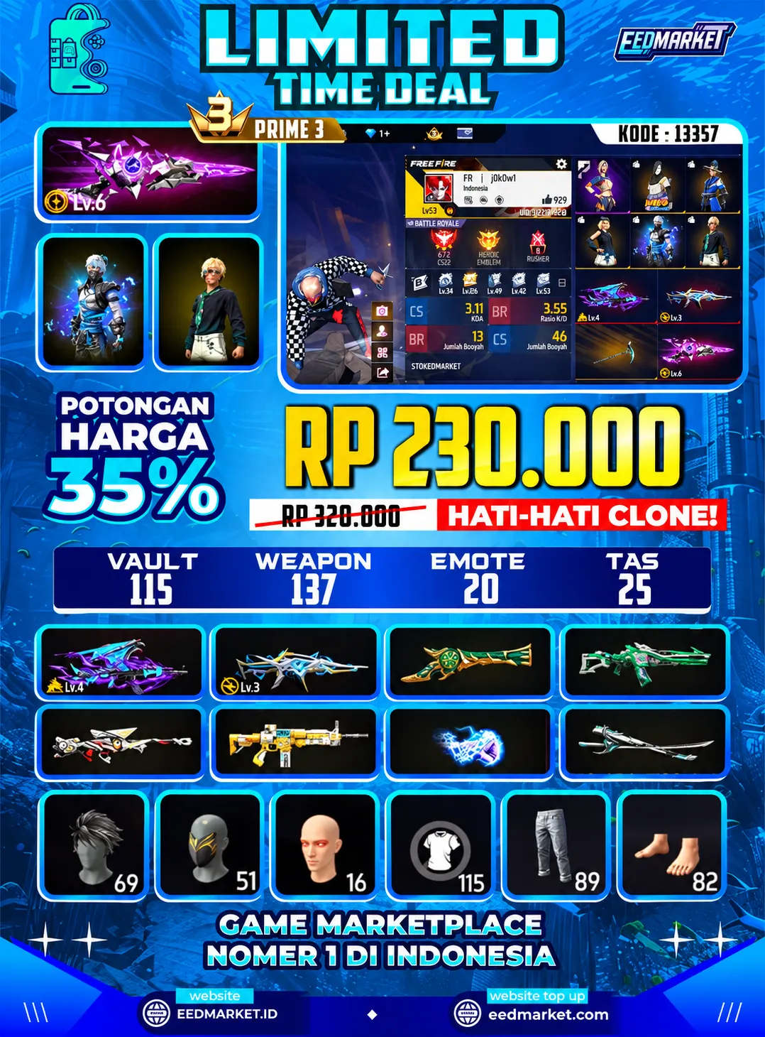 SG2 EVO LVL6 TROMPET EVO AK47 LVL4 XM8 LVL3 TINJU ON ANGEL MERAH