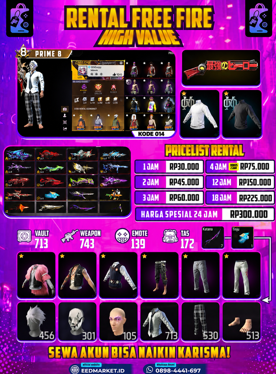 FF 014 - SG OPM MAX 12 BAJU GENJI KEMEJA PUBG